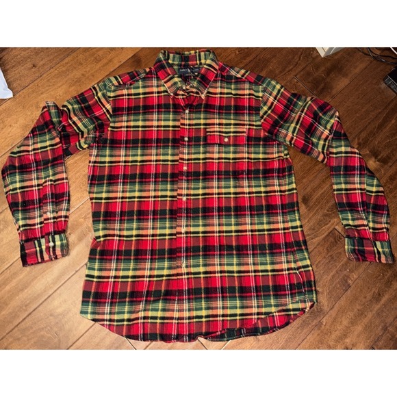 Polo Ralph Lauren Other - VINTAGE Polo Ralph Lauren Shirt Mens Large Red Green Plaid Heavy Flannel